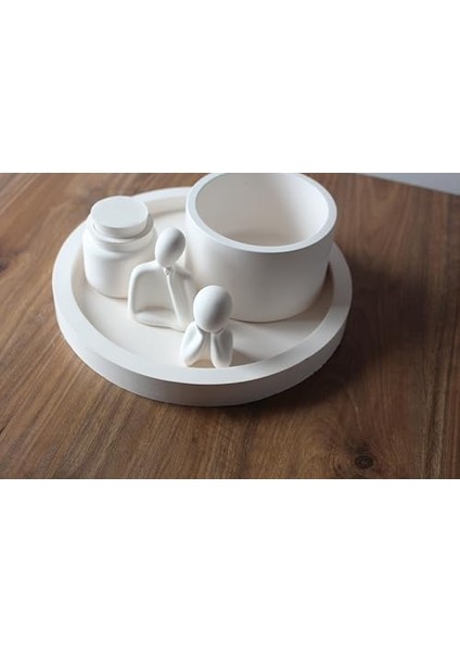 Tasarım 6 Parçalı Ev Dekorasyon Seti - Yuvarlak Tepsi, Vazo ve Figürler fiyatları