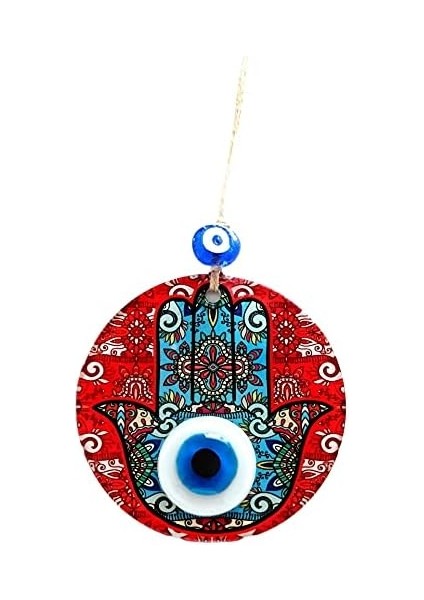 Ananın Bereket Eli Desenli Nazar Boncuklu Kırmızı Duvar Süsü fiyatları