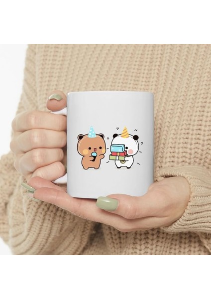 Dore Sevimli Bubu ve Dudu Kahve Kupa, Ayı Seramik Kupa, Panda Ayı Kupası,ingilizce Kupa 15