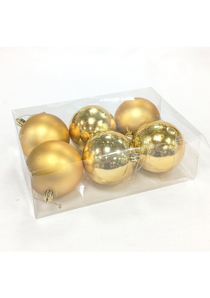 Yılbaşı Topu 6'lı Paket Gold 8 Cm.