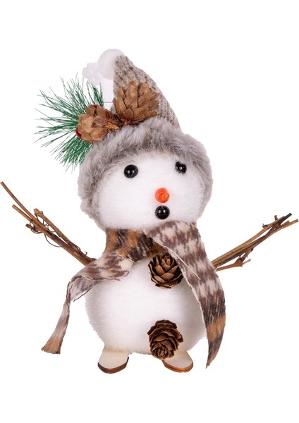 Yılbaşı Süsü Kardan Adam Kayak Yapan Kahverengi-Beyaz 17X4X17 Cm.