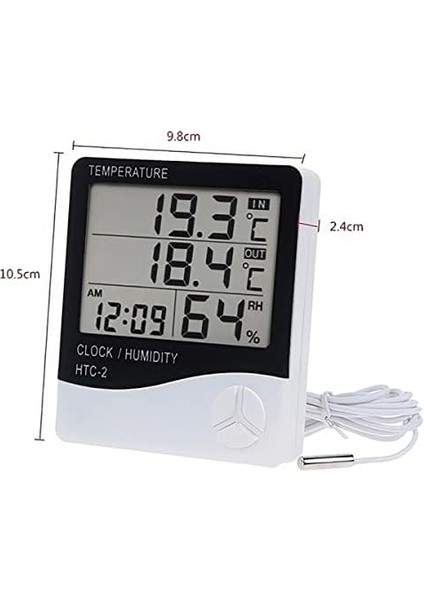 Iç Ortam ve Dış Ortam Sıcaklığını Ölçebilen LCD Ekranlı Saat Göstergeli Alarmlı Nem Ölçer Masa Üstü Termometre fiyatları