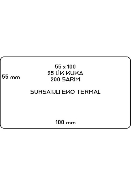 55X100 Pp Opak Termal 200 Sarım Barkod