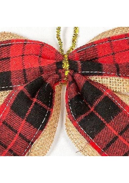 Yılbaşı Süsü Askılı Ekose Desenli Fiyonk 3'lü Paket Kırmızı-Siyah 12X14 Cm. fiyatları