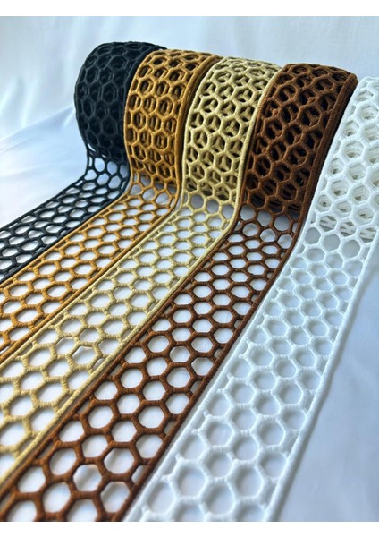 Petek Tasarımlı Dekoratif Şerit Aksesuarı (Beyaz)