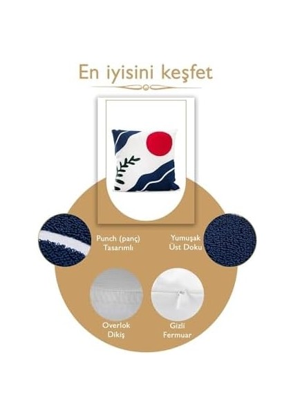 Bohem 45X45 Özel Tasarım Punch Panç Süzene Desen Dekoratif Kırlent Kılıfı Modern Beyaz 30 fiyatları