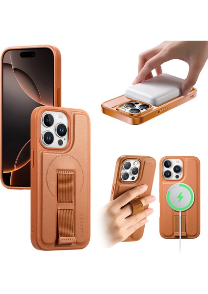 iPhone 15 Pro Max Manyetik Kılıf Bileklik Pu Deri + Pc Darbeye Dayanıklı Telefon Kılıfı (Yurt Dışından)