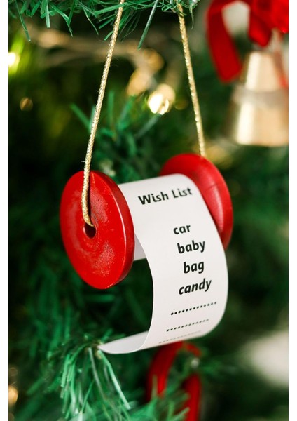 & Stone Yılbaşı Ağacı Süsü Kırmızı Dilek Hediye Liste Makarası