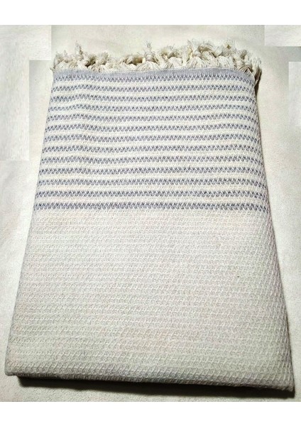 Pamuklu Kaymaz Hasır Dokuma Koltuk-Çekyat Örtüsü (180X220)-KREM Gri