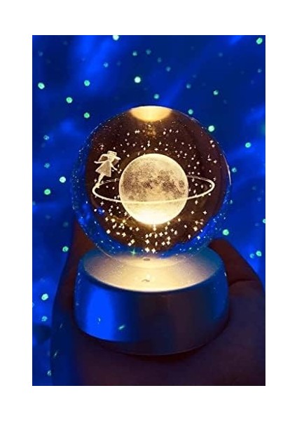 Kristal Cam Küre Renk Değiştiren LED Işıklı Gece Lambası Dekoratif Hediyelik Satürn Kızı fiyatları