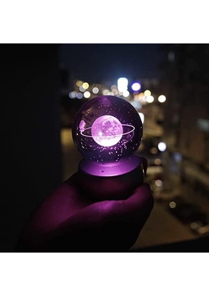 Kristal Cam Küre Renk Değiştiren LED Işıklı Gece Lambası Dekoratif Hediyelik Satürn Kızı modelleri