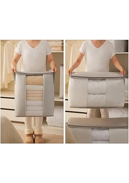 Home Textile 2'li Pvc Pencereli Stuff & Things Gri Çizgili Hurç Set modelleri