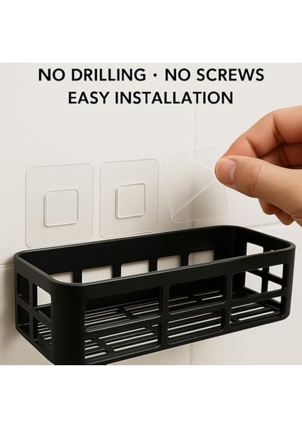 Duş Rafı - Paslanmaz Banyo Şampuanlık Organizer | Delmeden Montaj | Geniş Kapasiteli Duş Organizeri | Siyah Metal Raf - Banyo Mutfak Uyumlu fiyatları