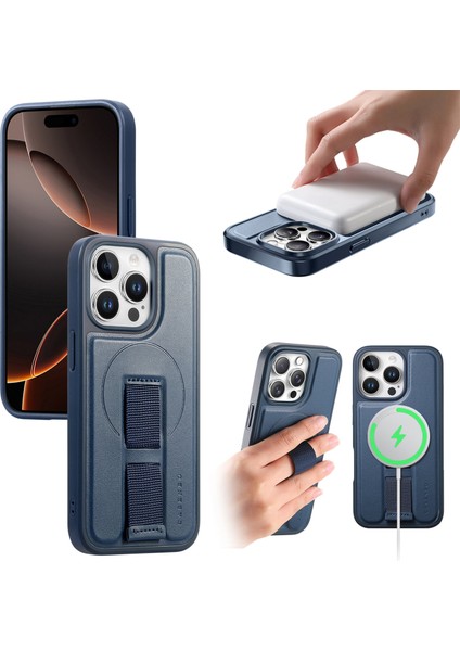 iPhone 15 Pro Max Manyetik Kılıf Bileklik Pu Deri + Pc Darbeye Dayanıklı Telefon Kılıfı (Yurt Dışından)