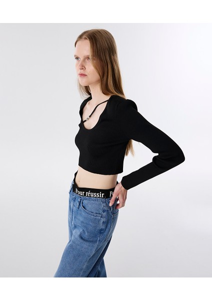 Metal Aksesuarlı Crop Triko TW6250050163001 fiyatları