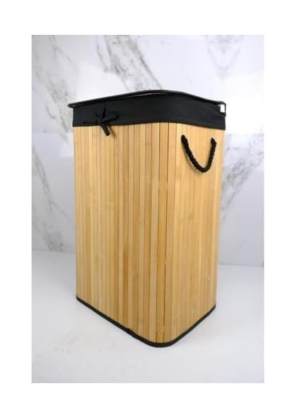 El Yapımı Hasır Katlanır Çamaşır Sepeti Dikdörtgen 72 Litre (40CM*30CM*61CM), Doğal Malzemeden Üretilmiş Çamaşırlık (Natural - Siyah) fiyatları