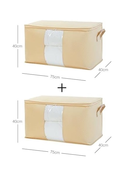 Home Textile 2'li Mega Boy Pvc Pencereli Bej Balıksırtı Hurç Set 75 x 40 x 40 cm modelleri