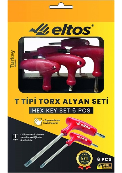 T Saplı Torx Alyan Anahtar Seti 6 Lı