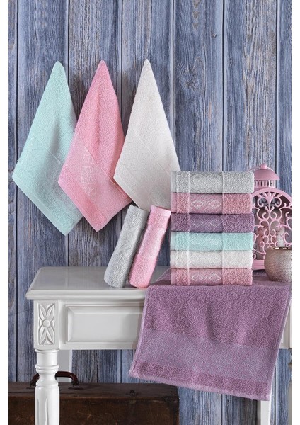 Tekstil Aura | 12'li 30X50 cm El ve Yüz Havlu Seti | Mutfak Havlusu Renkli