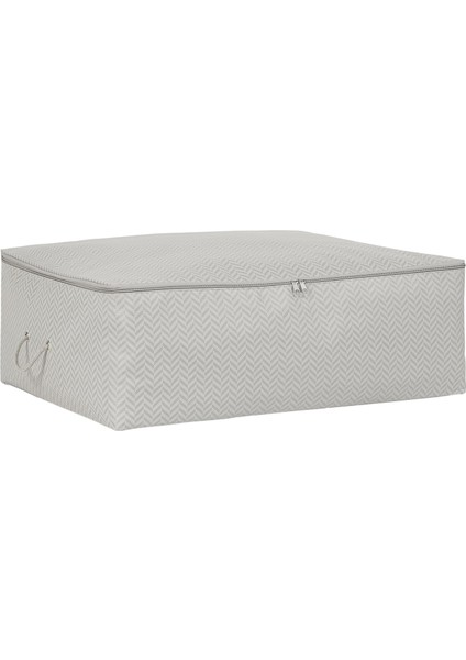 Home Textile Büyük Boy Gri Balıksırtı Baza Altı Hurç 62 x 46 x 22 cm