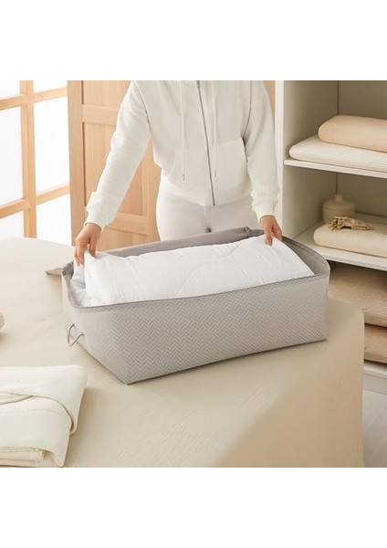 Home Textile Büyük Boy Gri Balıksırtı Baza Altı Hurç 62 x 46 x 22 cm modelleri