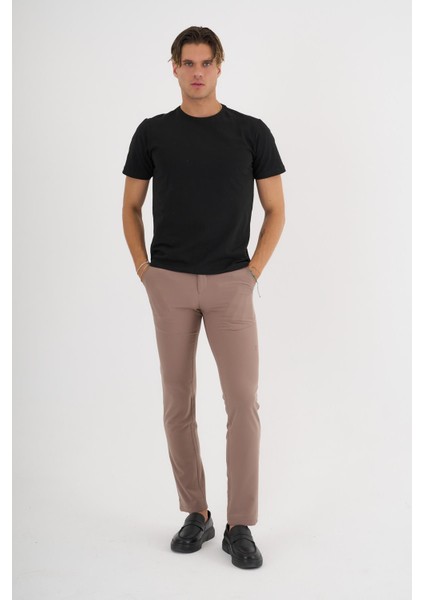 Erkek Siyah %100 Pamuklu Standart Kalıp Likralı Basic T-Shirt fiyatları