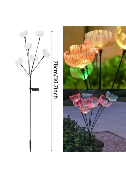 Güneş Enerjili 6 Top LED Sarı Renk Deniz Anası LED Bahçe Aydınlatma Solar Bahçe Süsü SGE1004 indirimleri