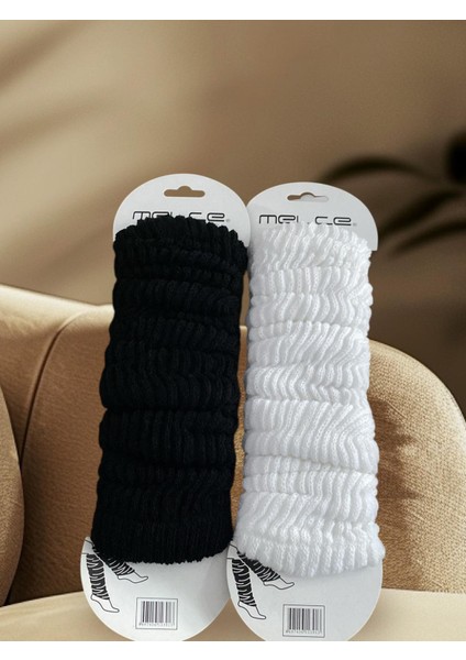 Kadın Ikili Siyah-Beyaz Kalın Triko Örgü Uzun Tozluk Seti modelleri