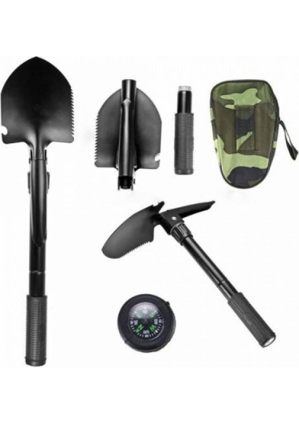 Zhltools Katlanabilir Outdoor Çantalı Pusulalı Kazma Kürek Set modelleri