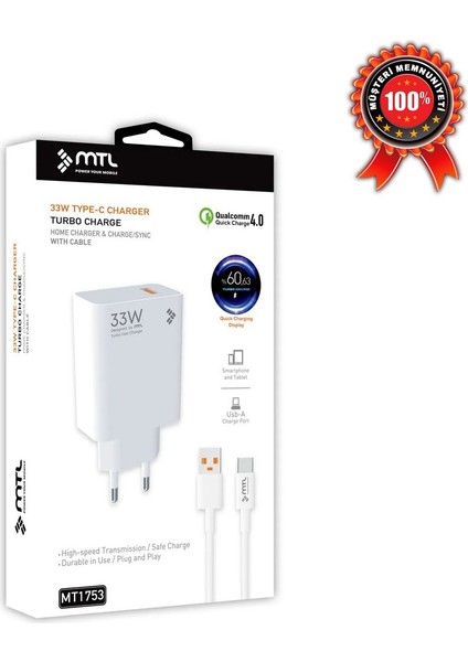 Realme 9 Pro Uyumlu 33W Turbo USB Şarj Seti Qc 4.0 MT-A1753