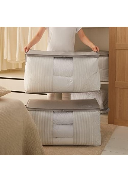 Home Textile 2'li Mega Boy Pvc Pencereli Stuff & Things Gri Çizgili Hurç Set modelleri