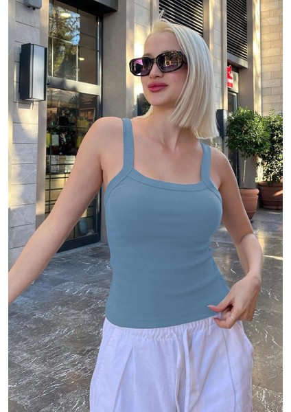 Indigo Fitilli Görünümlü Askılı Basic Atlet MG2236