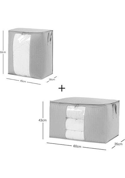 Home Textile 2'li Pvc Pencereli Gri Renk Kapitone Hurç Set 1 Adet 45 x 30 x 50/1 Adet 60 x 43 x 35 cm modelleri