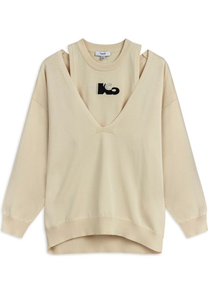 Çift Parça Görünümlü Nakışlı Triko TW6250050200030 indirimleri