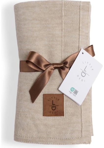 Dedi Dua Yumuşak Örme Bebek Battaniyesi, Oeko-Tex 100 Sertifikalı - Hipoalerjenik ve Isı Düzenleyici - Lüks Konfor, Nefes Alabilen Yapılı Çocuk Örtüsü, Bej 80X100 cm