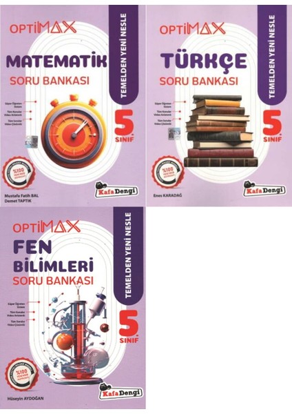 Kafadengi 2026 5. Sınıf Matematik Türkçe Fen Optimax Soru Bankası Seti 3 Kitap