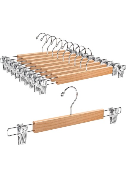 Home 5 Adet Mandallı Ahşap Etek ve Pantolon Askısı,şort,çamaşır,kıyafet Askısı,mandallı Ahşap Askı (5 Adet)