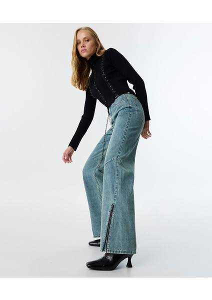Çift Kemerli Jean Pantolon TW6250018003038
