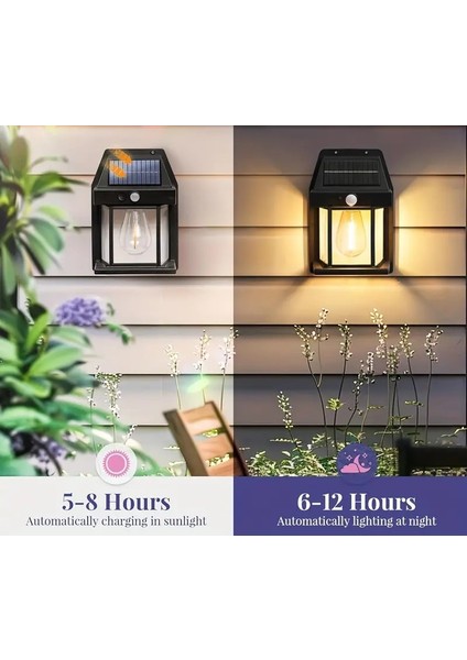 HB-700 Model 8'li Paket Dekoratif Güneş Enerjili Bahçe LED Ampül Hareket Sensörlü Bahçe LED Su Geçirmez 3 Mod'lu Solar Duvar LED fırsatları