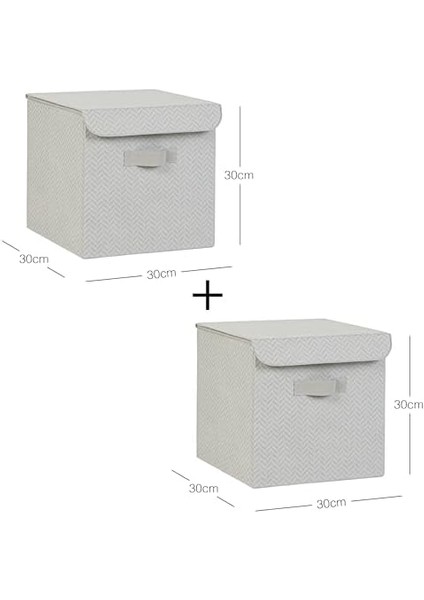Home Textile 2'li Gri Balıksırtı Kapaklı Kutu Set 30 x 30 x 30 cm modelleri