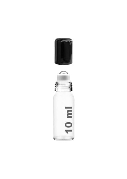 10 ml Çelik Roll On Şişesi 10 cc Sızdırmaz Siyah Kapaklı Cam Şişe 2 Adet (Şeffaf, 10) fiyatları