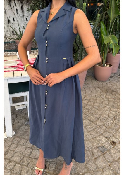 Yakalı Uzun Biritli Elbise 50325 fiyatları