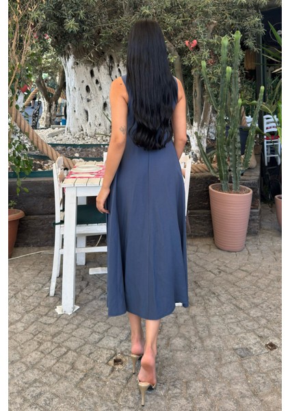 Yakalı Uzun Biritli Elbise 50325 fırsatları