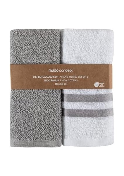 Concept Naples 2'li El Havlusu Seti Beyaz Gri 30X50 modelleri