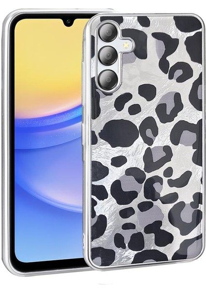 Galaxy Uyumlu A56 Kılıf Desenli Zore Mep Kapak-Gri Leopar