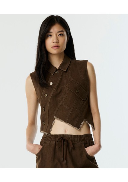 Asimetrik Non Denim Yelek TW6250007026074