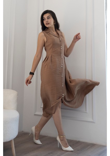 Yakalı Uzun Biritli Elbise 50325 fiyatları