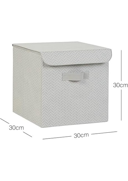 Home Textile Gri Balıksırtı Kapaklı Kutu 30 x 30 x 30 cm fiyatları