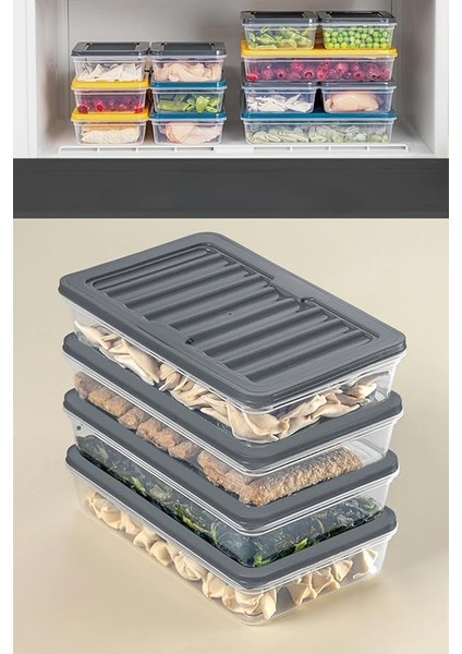 Home 4 Adet Buzdolabı Organizeri, Buzdolabı Için Çok Amaçlı Saklama Kabı, Fresh Box, Şeffaf ve Ayarlanabilir, Gıdaları Taze Tutma Özelliği, Mutfak Düzenleyici (1200 Ml)