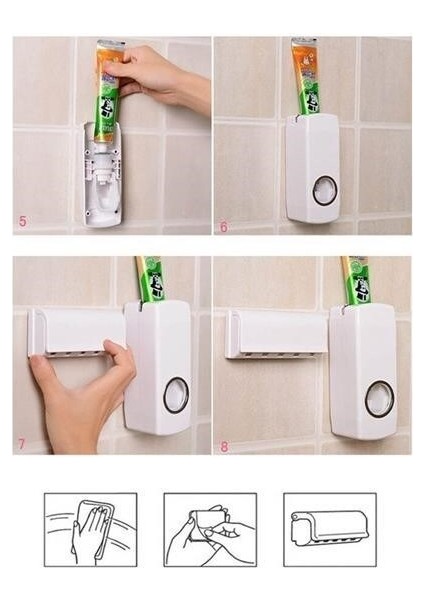 Otomatik Diş Macunu Sıkacağı ve 5 Adet Diş Fırası Tutacağı Diş Fırçalığı indirimleri